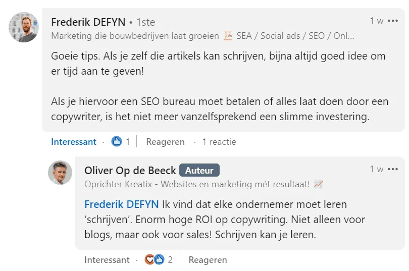 linkedin interactie